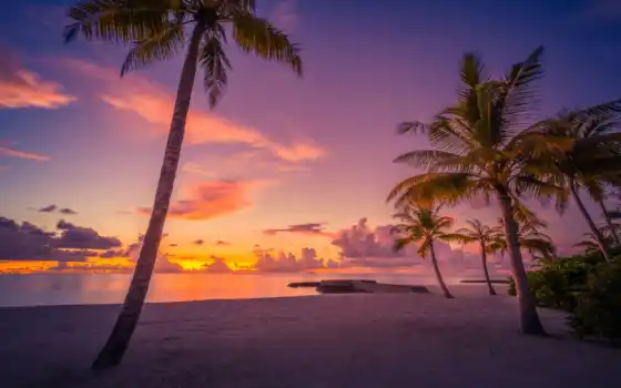 maldives, закат, океан
