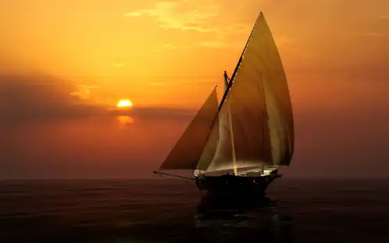 море, закат, солнце, небо, море, мореплавание, горные твердыни, раскопки, корабли, закаты, парусная лодка,