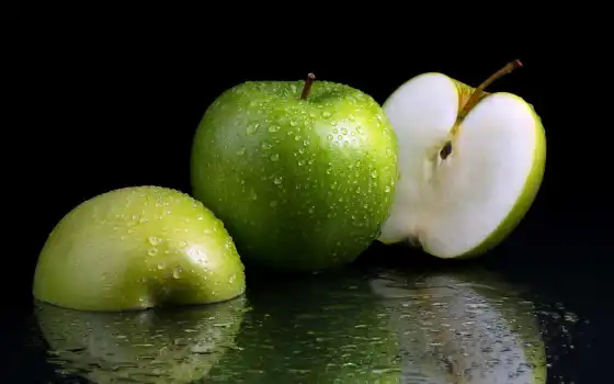 вакатан, яблоко, свежие, плод, макрии, падение, рынок, коммуникативные, фон, половинка