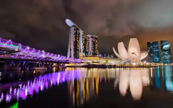 singapore, ночи, остров, ночь, марина, сингапуре, bay, 