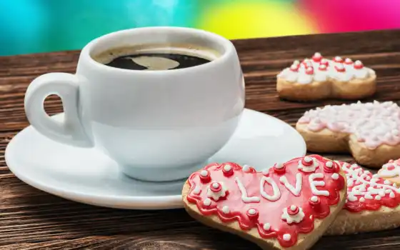 кофе, чашка, любовь, валентинка, день рождения, печенье, красавицы, кофе,