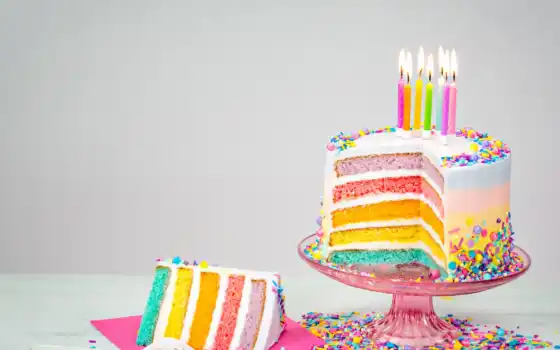 день рождения, красочные, пирожные, свечи, покромки, радуга, запас, идеи,