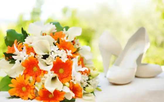 букет, свадебный, оранжевый