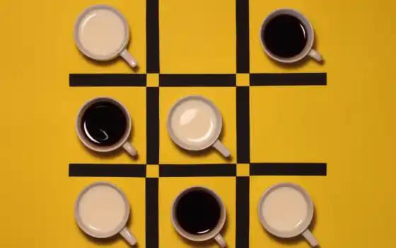кофе, искусство, черное, молоко, чашка, желтый, классный