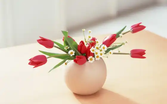 ,тульпаны, горничный, ваза, цветок,