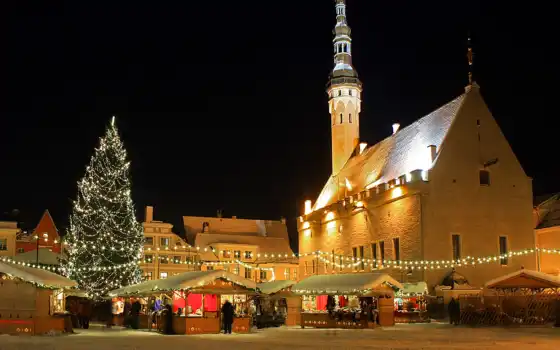 дома, огни, год, новый, елка, рождество, туры, ратуша, эстония, таллин, лавки, базарчик, эстонии, 