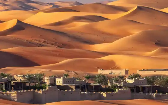 dune, пустыня, город, песок, оазис, see, town, палуба, house, дворец