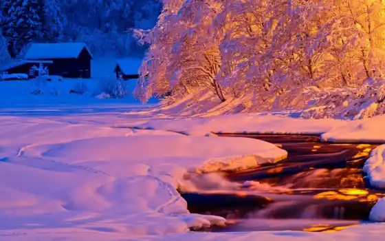 зима, свет, канун, река, тише, тише, тише,