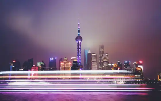 skyline, cityscape, metropolis, shanghai, building, ночь, urban, город, landscape