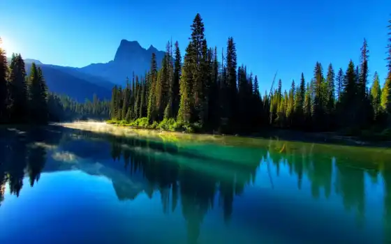 природа, передний, гора, озеро, деревянный, канада, профессиональный