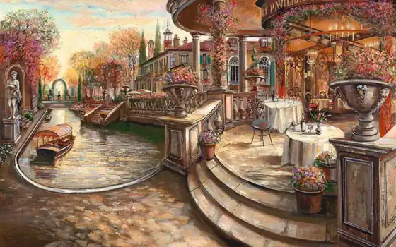 стол, дом, ресторан, произведение искусства, кресло, краска, сад, лестница, пикпарис