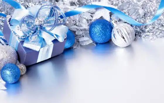 рождество, синее, навидад, серебро, дар, день, год, украшение, новый, бола, натальный