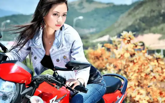 www, kobieta, мотоцикл,
