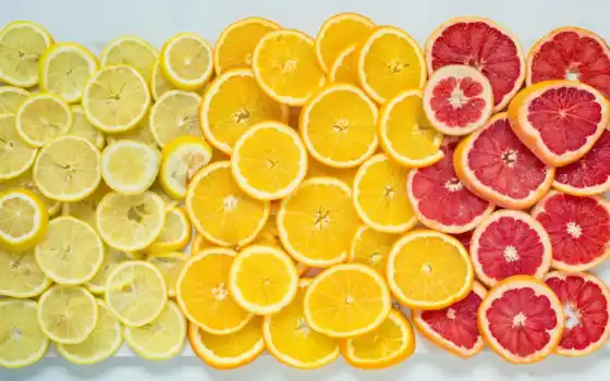 апельсиновый, лимонный, плод, греппрут, еда, ломтик, цитрус