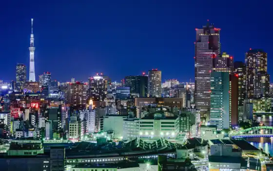 ночь, tokyo, япония, skyscrapers, мегаполис, time, мегаполис, cities, 