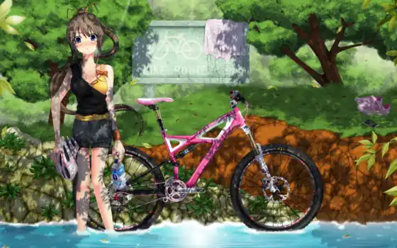 аниме, велосипед, нацу