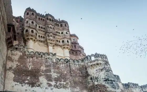 форт, mehrangarh, jodhpur, rajasthan, india, дворец, architecture, indian, black, white