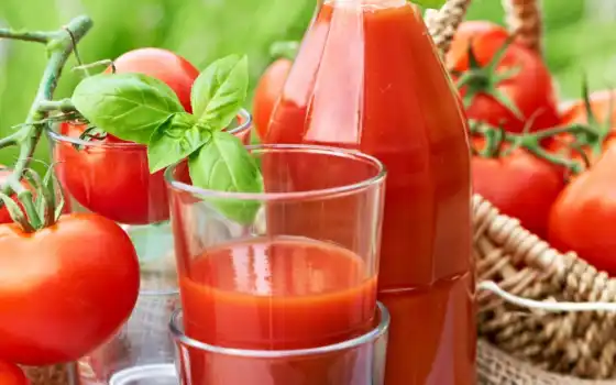 томатный, сок, помидоры, красные, 