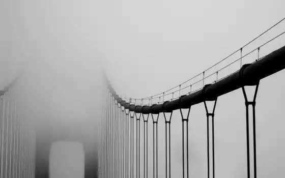 мост, город, туман, california, золотистый, gate, san, francisco, 