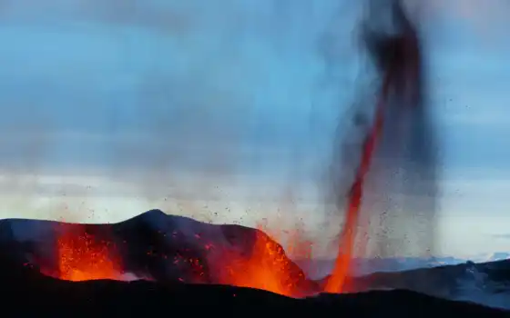 лед, изверг, вулкан, eyjafjallajökull, активный, marc, szeglat, ракурс
