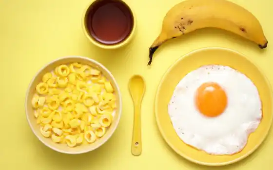 банан, день, meal, яйцо