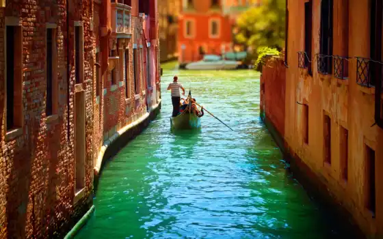 венеция, italy, гондолы, река