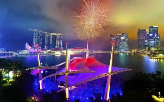 парад, день, singapore, national, fireworks, янв, 