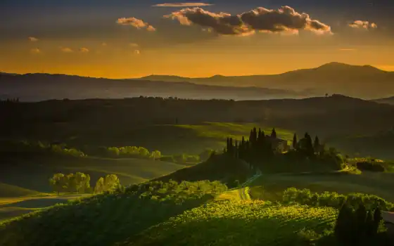 tuscany, итальянское, пейзаж, дом, холм, итальянское, тоскание, очки, популярность