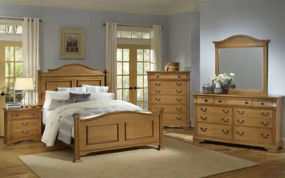 furniture, bassett, vaughan, cameron, bedroom, panel, arched, bed, metal, dekor, with, finish, oak, collection, 