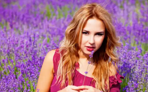 девушка, lavender, поле, цветы, платье, digital, permission, палуба, картинка, природа