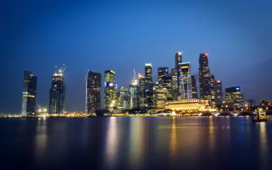 город, ночь, singapore, познавательный