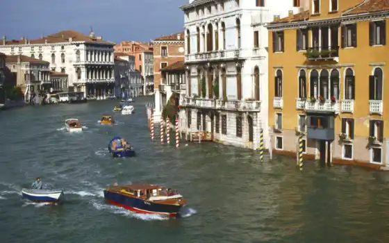 венеция, Италия, лодка, город, река