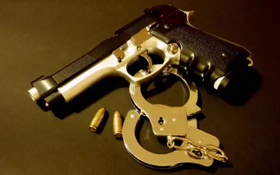 пистолет, наручники, браслеты, банка, пулями, 