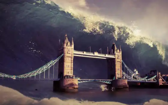 london, волна, article, science, апокалипсис, мост, город, glacier, real, потоп, world