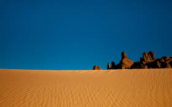 пустыня, сахара, песок, небо, скалы, алжир, флаг, 