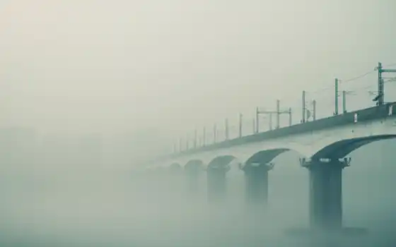 туман, мост, петербург, утро