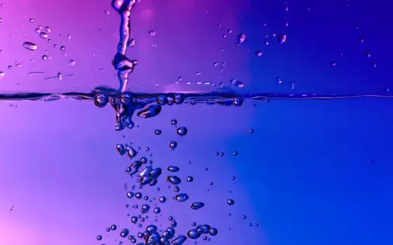 пузырь, вода, градиент, синие, жидкие, пурпура, песней, фон, падение