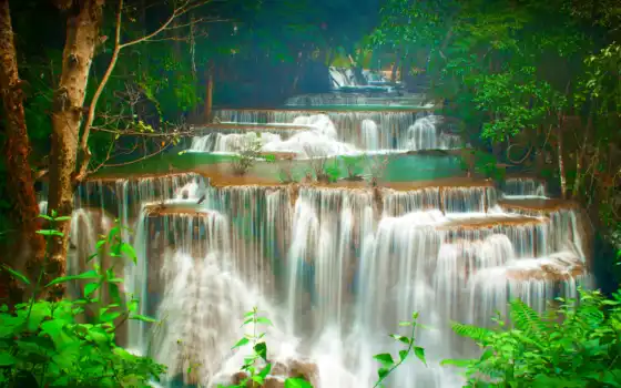 водопад, тайланд, форе, канчанабурус, мае, хамин, дерево, природа, каск, хуай, парк