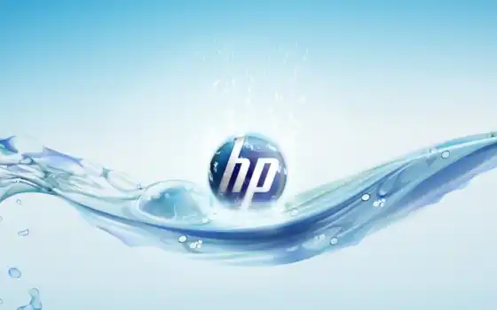 HP, logo, blue, water, bubbles
