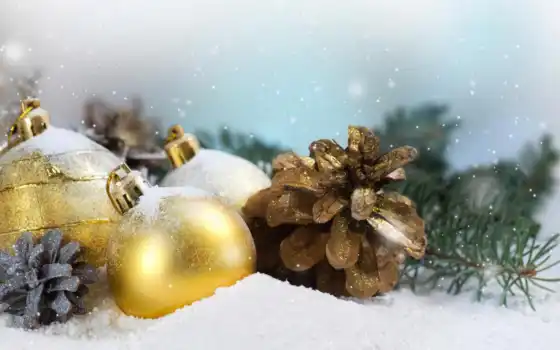 рождество, праздники, елка, 2, шишки,  снег, веселые,
