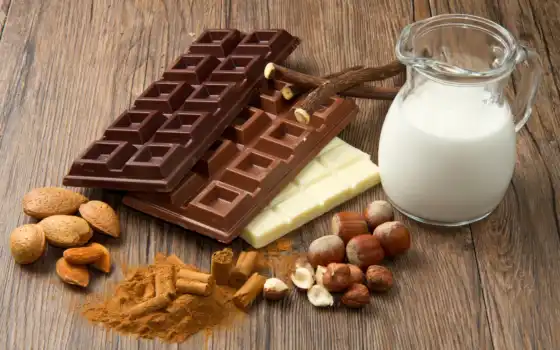 миндальный, шоколад, орехи, фундук, молоко, темно, сладости,