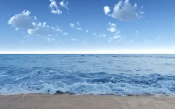 море, эксгибиционизм, вода, пейзаж, облака, летом, песок,
