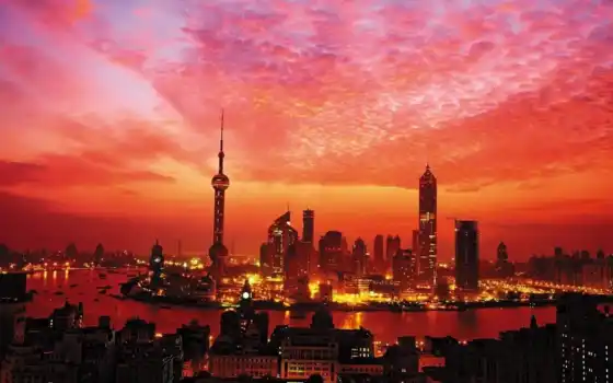 shanghai, небоскребы, ночь, красивые, китаянка, найти, регистрациявойт, коллекции, город, города, 