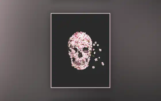 schwarz, der Schädel, dort, Flowers, made