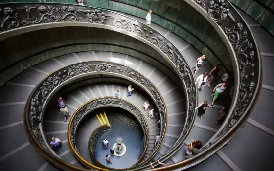 vatican, staircase, museum, bramante, spiral, thang, vàng, vaticano, trong, ди, khách