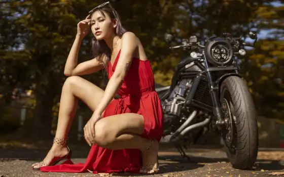 женщина, мотоцикл