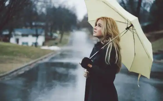 зонт, devushka, дождь, под, ideya, dozhdat