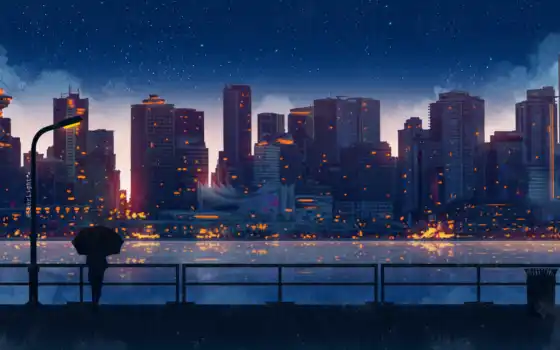 anime, ночь, город, арта, rainy, seerlight, назад, anim, awesome, upload, также