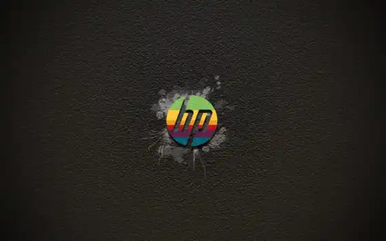 hp, логотип, радуга, серый
