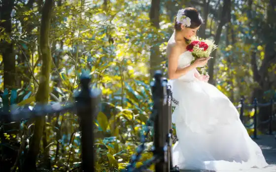 свадебный, невеста, цветы